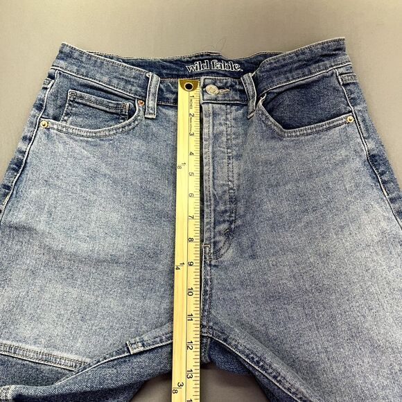 Wild Fable High Rise Straight Leg Jeans Women’s Size 8 Blue Button‎ Fly Raw Hem - Picture 4 of 14